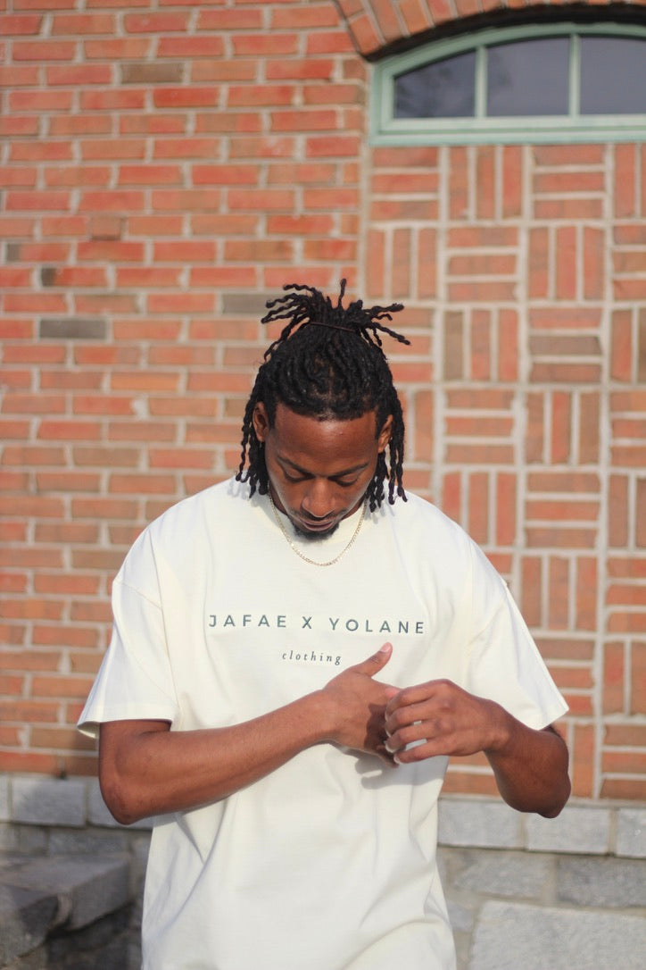 Embroidered Heavyweight Tee - Cream/Green