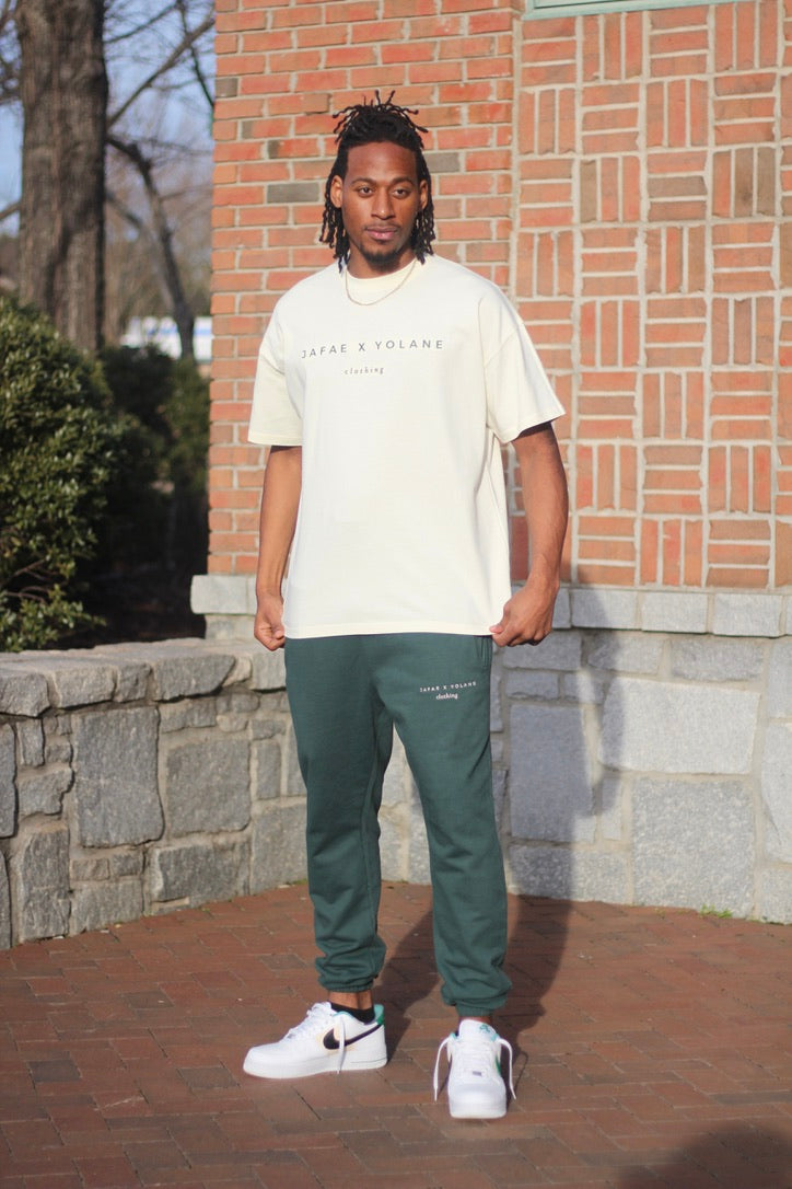 Embroidered Heavyweight Tee - Cream/Green