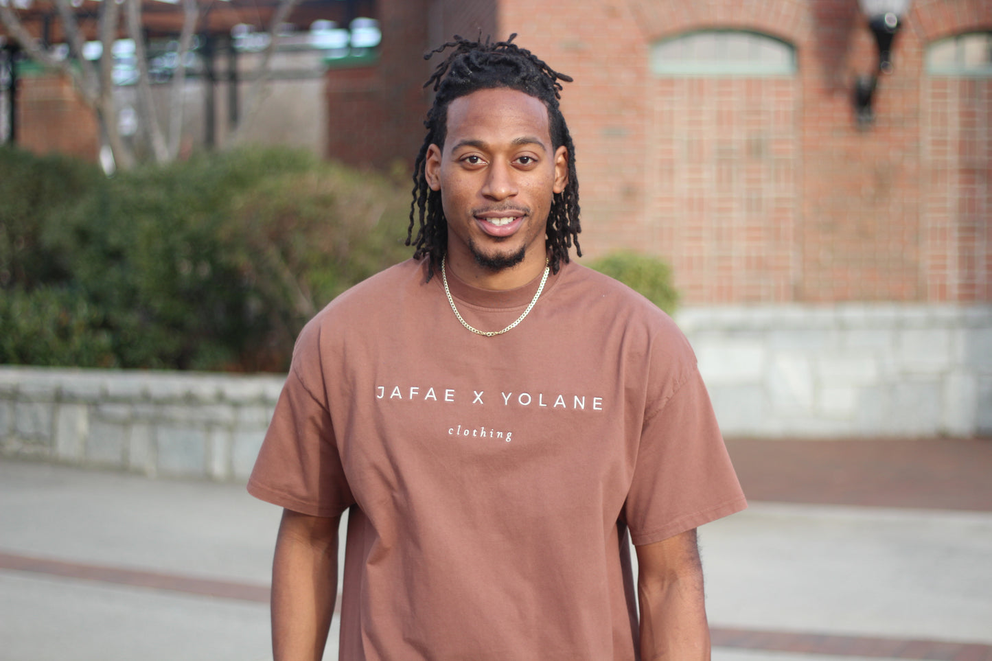 Embroidered Heavyweight Tee - Brown/Cream